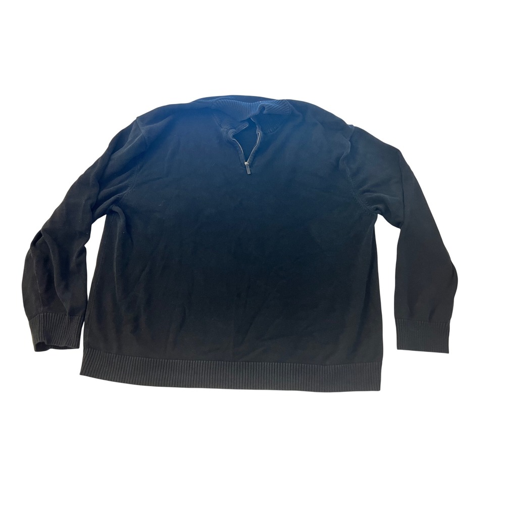 Perry Ellis Portfolio Mens XXL Black 100% Cotton Quarter Zip Mock Neck Sweater